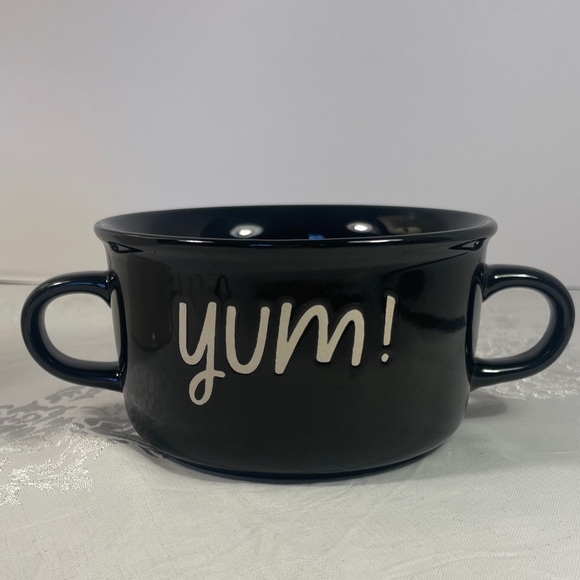 Unknown Other - YUM! Black Ceramic Soup Bowl with Handles 7 1/2” L X 3” H NWOT